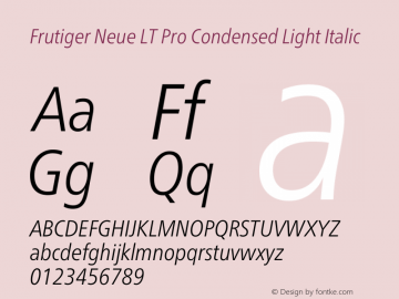 Frutiger Neue LT Pro Cn Light Italic Version 1.00图片样张