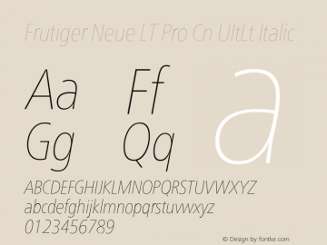 Frutiger Neue LT Pro Cn UlLt It Version 2.300图片样张