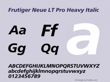 Frutiger Neue LT Pro Regular Bold Italic Version 1.00图片样张