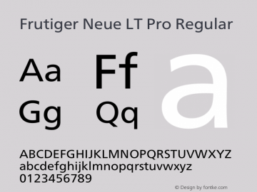 Frutiger Neue LT Pro Regular Version 1.00图片样张