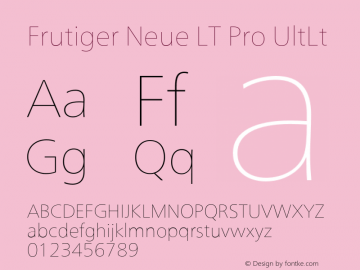 Frutiger Neue LT Pro UltLt Version 2.200图片样张