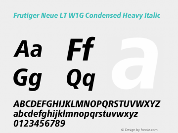 Frutiger Neue LT W1G Cn Regular Bold Italic Version 1.20图片样张