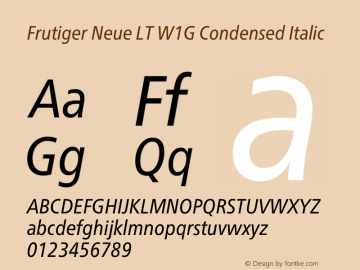 Frutiger Neue LT W1G Cn Regular Italic Version 1.20图片样张