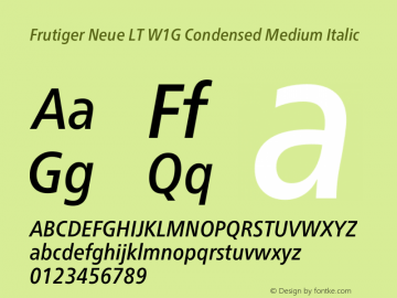 Frutiger Neue LT W1G Cn Medium Italic Version 1.20图片样张