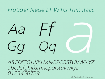 Frutiger Neue LT W1G Thin Italic Version 1.20图片样张
