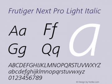 FrutigerNextPro-LightIta Version 1.00; 2007图片样张