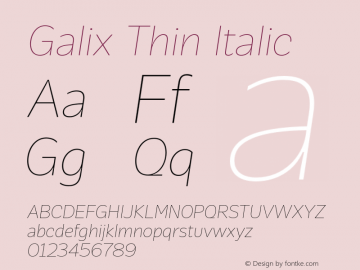Galix-ThinItalic 图片样张