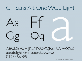 Gill Sans Alt One WGL Light Version 1.00 Build 1000图片样张