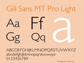 Gill Sans MT Pro Light Version 1.00 Build 1000图片样张