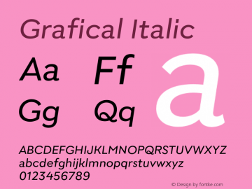 Grafical Regular Italic Version 1.000;hotconv 1.0.109;makeotfexe 2.5.65596图片样张