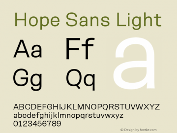 Hope Sans Light Version 1.00, build 5, s3图片样张