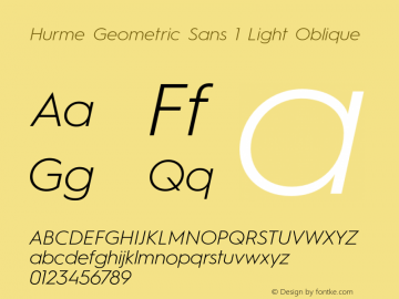 HurmeGeometricSans1 LightObl Version 1.001图片样张