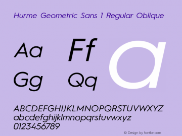 HurmeGeometricSans1 RegularObl Version 1.001图片样张