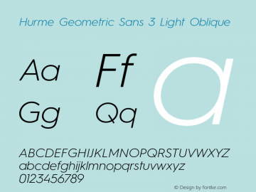 HurmeGeometricSans3 LightObl Version 1.001图片样张