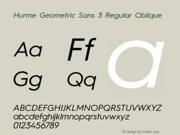 HurmeGeometricSans3 RegularObl Version 1.001图片样张