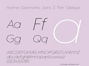 HurmeGeometricSans3 ThinObl Version 1.001图片样张