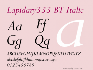 Lapidary333 BT Italic Version 1.01 emb4-OT图片样张
