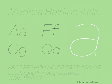 Madera Hairline Italic Version 2.01图片样张