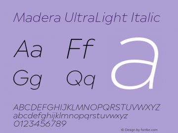 Madera UltraLight Italic Version 2.01图片样张