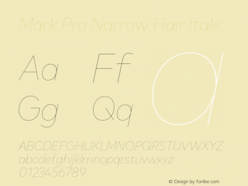 Mark Pro Narrow Hairline Italic Version 7.60图片样张