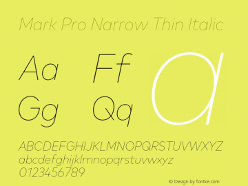 Mark Pro Narrow Thin Italic Version 7.60图片样张