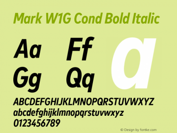 Mark W1G Cond Bold Italic Version 1.00, build 9, g2.6.4 b1272, s3图片样张