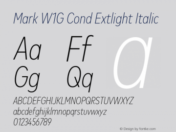 Mark W1G Cond Extlight Italic Version 1.00, build 9, g2.6.4 b1272, s3图片样张