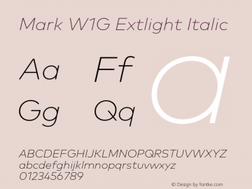 Mark W1G Extlight Italic Version 1.00, build 8, g2.6.4 b1272, s3图片样张