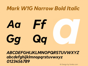 Mark W1G Narrow Bold Italic Version 1.00, build 8, g2.6.4 b1272, s3图片样张