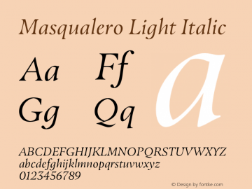 Masqualero Light Italic Version 1.00图片样张