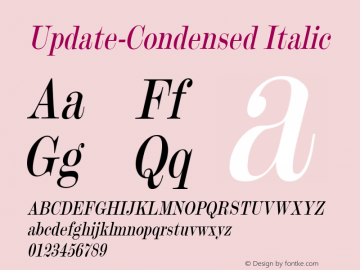 Update-Condensed Italic 1.0/1995: 2.0/2001 Font Sample