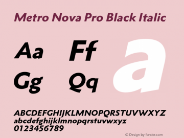 Metro Nova Pro Black Italic Version 1.000图片样张