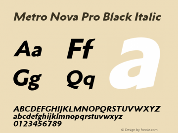 Metro Nova Pro Black Italic Version 1.100图片样张