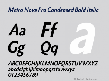 Metro Nova Pro Cond Bold Italic Version 1.000图片样张