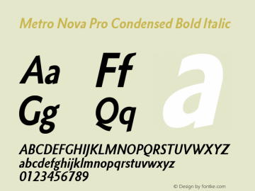 Metro Nova Pro Cond Bold Italic Version 1.100图片样张