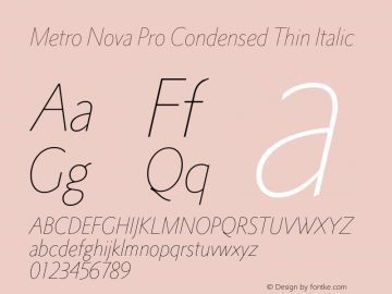 Metro Nova Pro Cond Thin Italic Version 1.000图片样张