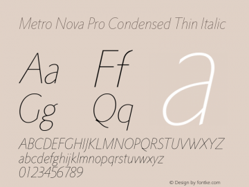 Metro Nova Pro Cond Thin Italic Version 1.100图片样张