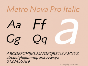 Metro Nova Pro Italic Version 1.000图片样张