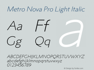 Metro Nova Pro Light Italic Version 1.100图片样张