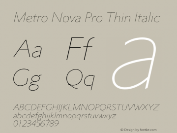 Metro Nova Pro Thin Italic Version 1.000图片样张