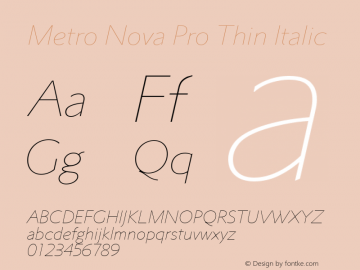 Metro Nova Pro Thin Italic Version 1.100图片样张