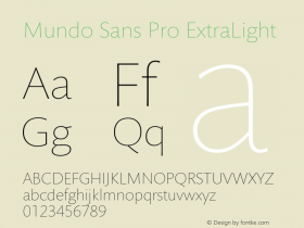 Mundo Sans Pro ExtraLight Version 2.00, build 4, s3图片样张