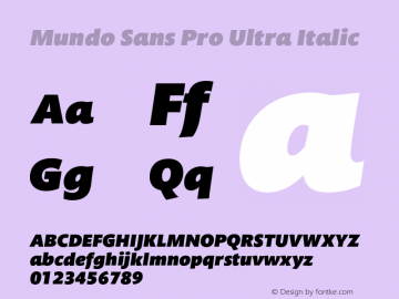 Mundo Sans Pro Ultra It Version 2.00, build 4, s3图片样张
