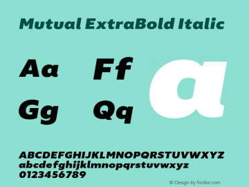 Mutual ExtraBold Italic Version 1.00图片样张