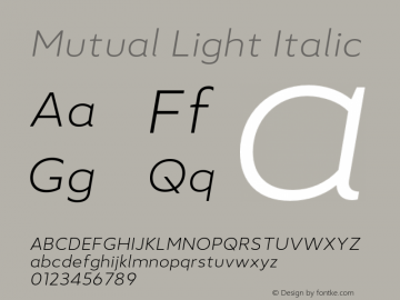 Mutual Light Italic Version 1.00图片样张