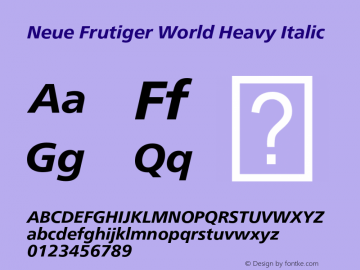 Neue Frutiger World Heavy It Version 1.00, build 12, s3图片样张