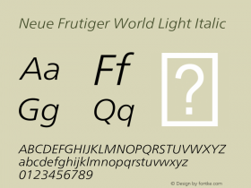 Neue Frutiger World Light It Version 1.00, build 12, s3图片样张