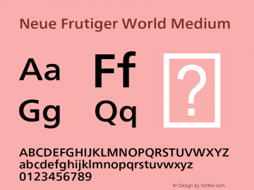 Neue Frutiger World Medium Version 1.01图片样张