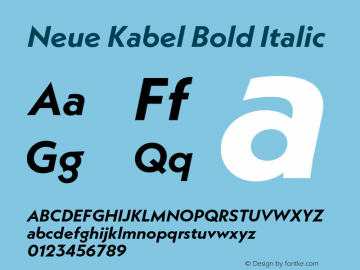 Neue Kabel Bold Italic Version 1.00图片样张