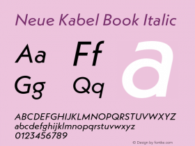 Neue Kabel Book Italic Version 1.00图片样张